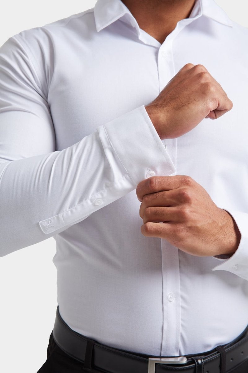 Muscle Fit Dress Shirt in White - TAILORED ATHLETE - ROW