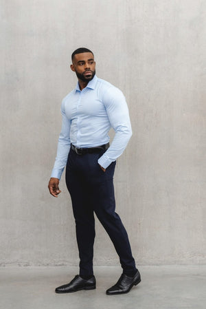 Muscle Fit Dress Shirt in Light Blue - TAILORED ATHLETE - ROW