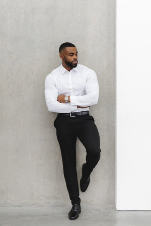 Muscle Fit Dress Shirt in White - TAILORED ATHLETE - ROW