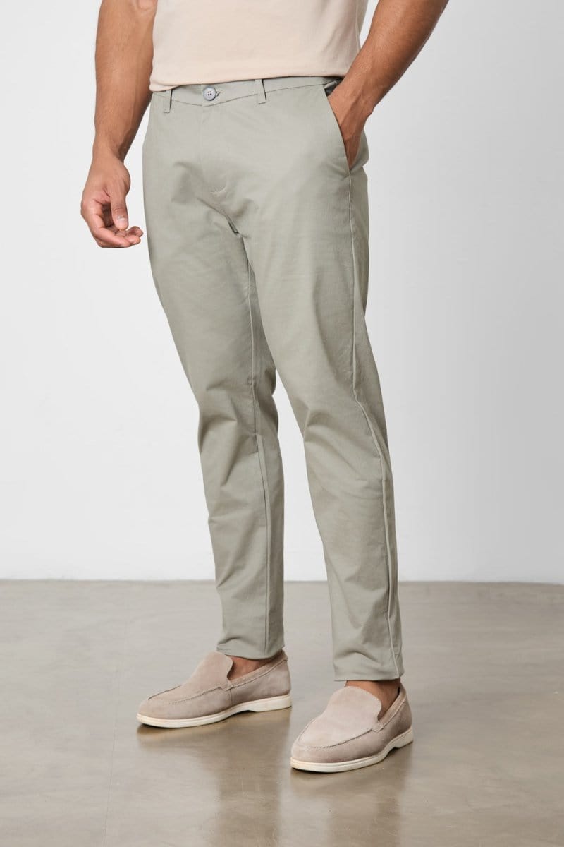 Muscle Fit Cotton Stretch Chino Trouser in Soft Khaki - TAILORED ATHLETE - ROW