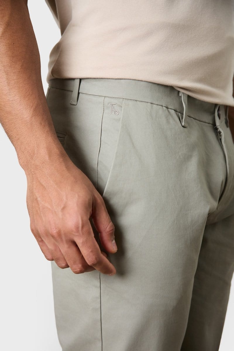 Muscle Fit Cotton Stretch Chino Trouser in Soft Khaki - TAILORED ATHLETE - ROW