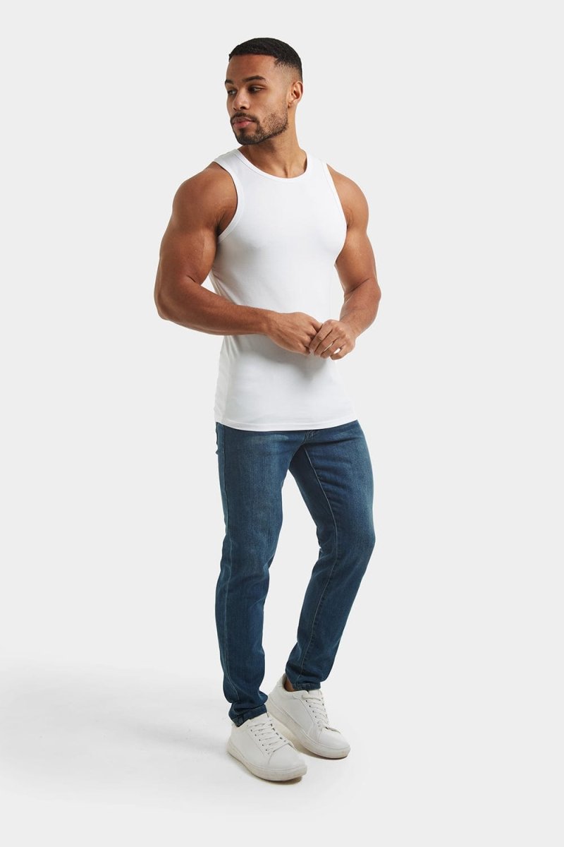 Muscle Fit Vest in White - TAILORED ATHLETE - ROW
