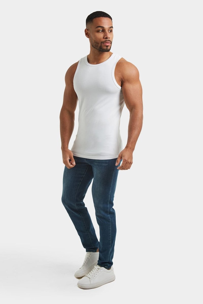 Muscle Fit Vest in White - TAILORED ATHLETE - ROW