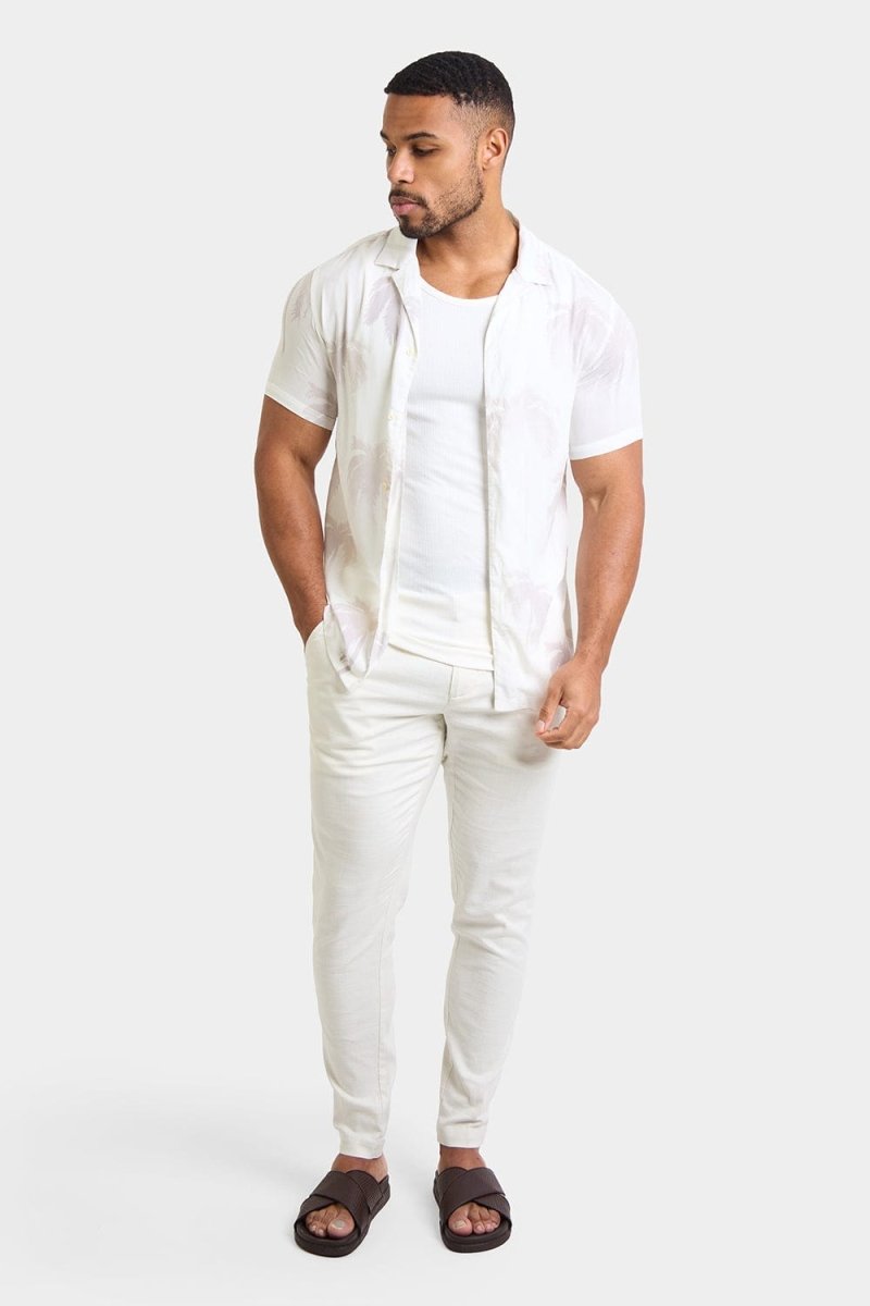 Printed Shirt in Stone Faded Palm - TAILORED ATHLETE - ROW