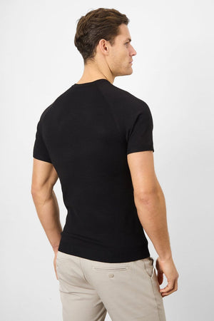 Fine Gauge Knitted T-Shirt in Black - TAILORED ATHLETE - ROW