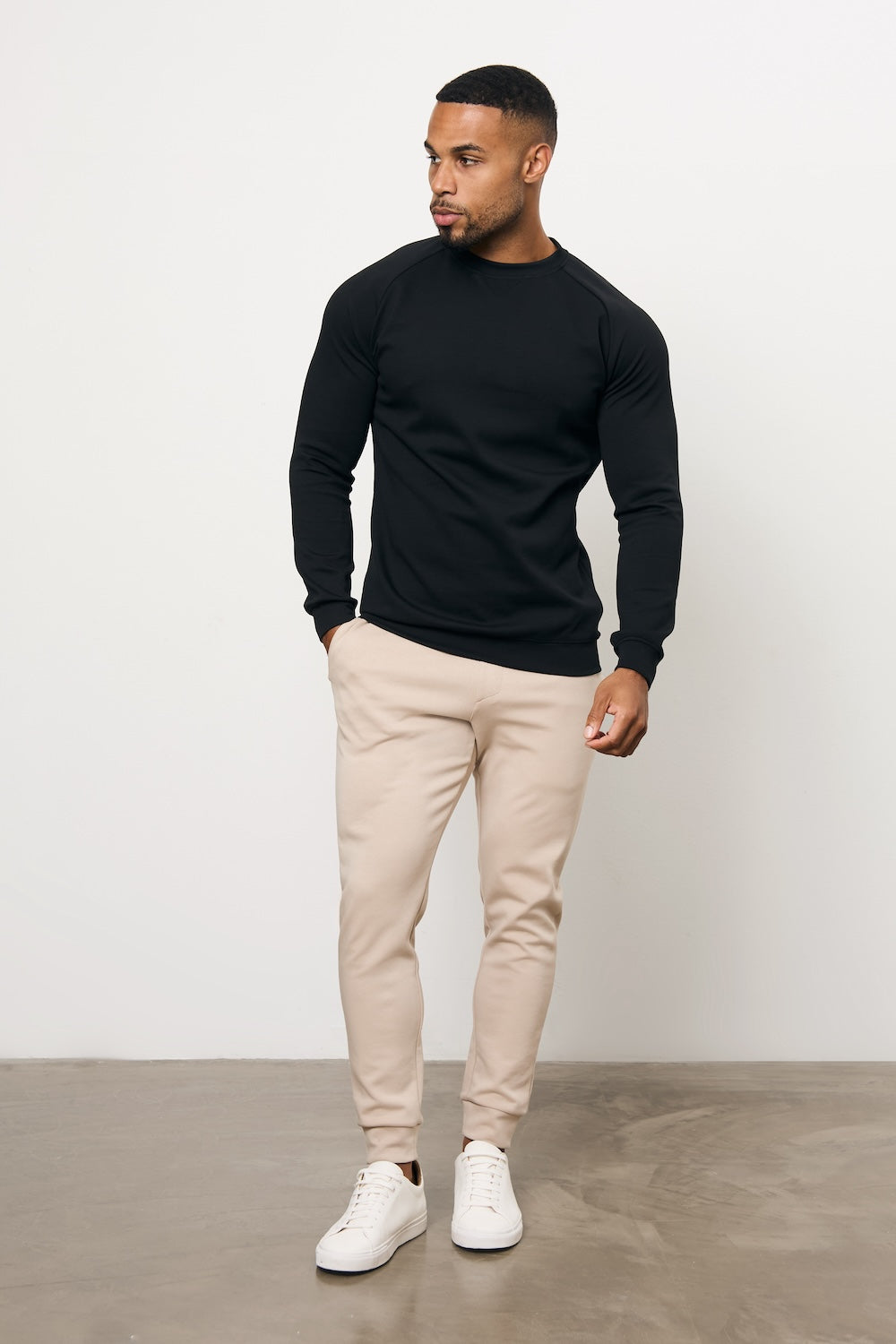 Interlock Crew Neck Sweat in Black