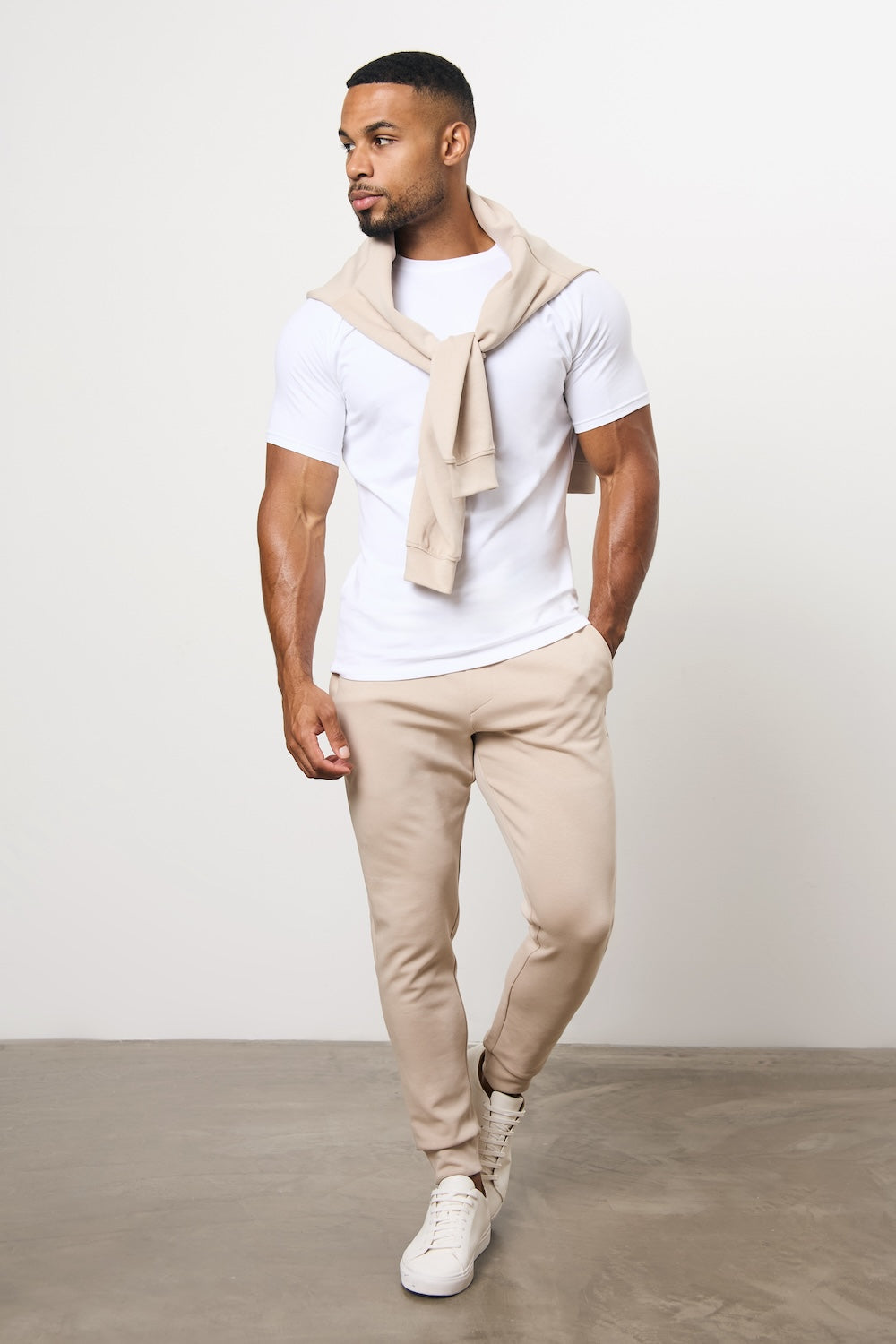 Interlock Sweat Jogger in Stone