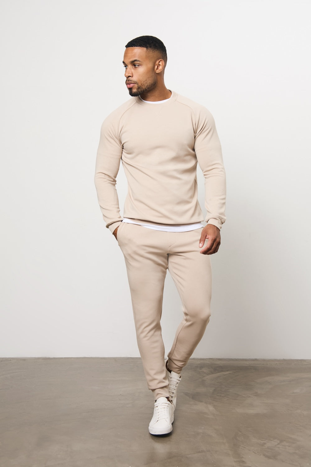 Interlock Crew Neck Sweat in Stone