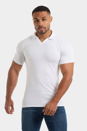 Jersey Buttonless Polo Shirt in White - TAILORED ATHLETE - ROW