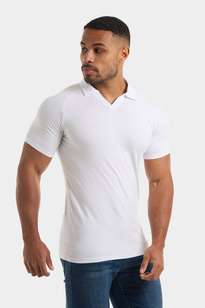 Jersey Buttonless Polo Shirt in White - TAILORED ATHLETE - ROW