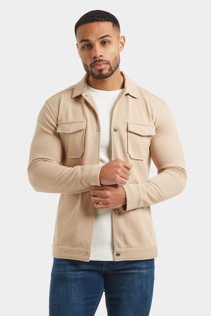 Jersey Shacket in Stone - TAILORED ATHLETE - ROW