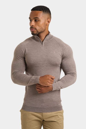 Merino Wool Half Zip Neck in Natural Marl - TAILORED ATHLETE - ROW