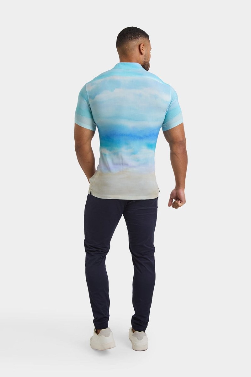 Printed Shirt in Light Blue Landscape - TAILORED ATHLETE - ROW