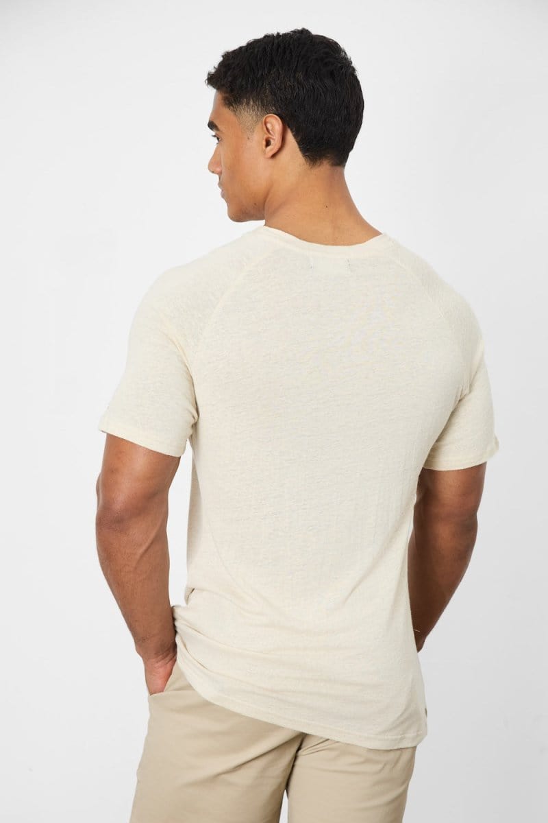 Linen Blend Knit Look T-shirt in Oatmeal - TAILORED ATHLETE - ROW