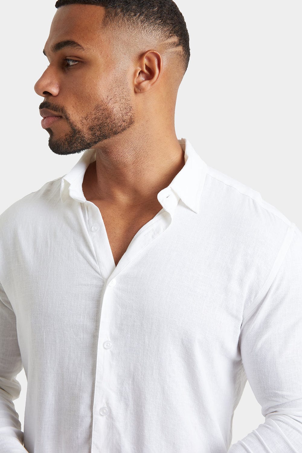 Linen Blend Shirt in White - TAILORED ATHLETE - ROW