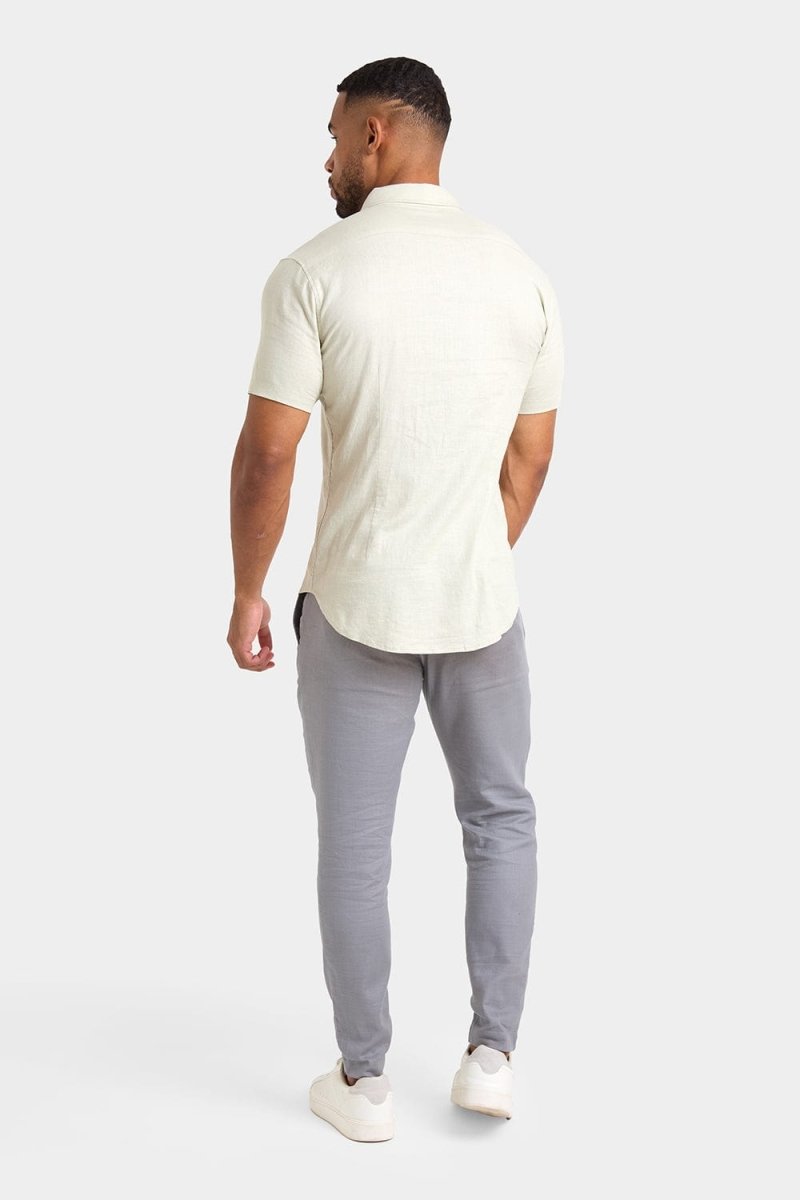 Short Sleeve Linen Blend Shirt in Soft Mint - TAILORED ATHLETE - ROW