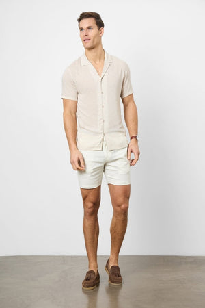 Linen Blend Side Adjuster Shorts in Chalk - TAILORED ATHLETE - ROW