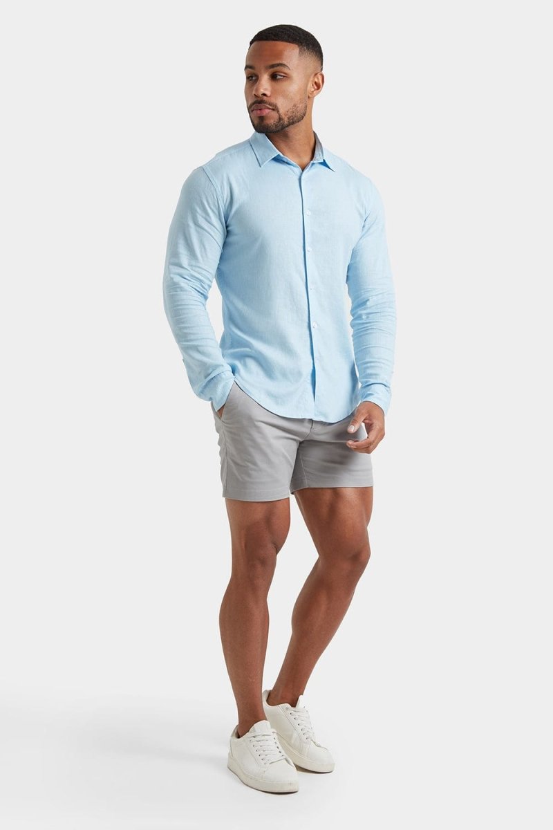 Linen Blend Shirt in Light Blue - TAILORED ATHLETE - ROW