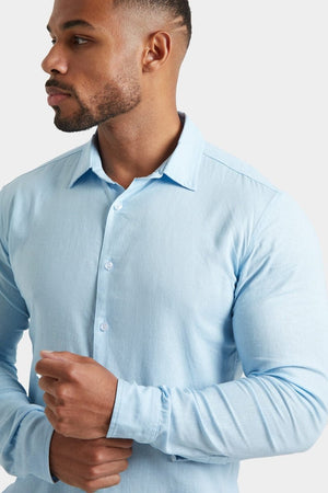 Linen Blend Shirt in Light Blue - TAILORED ATHLETE - ROW