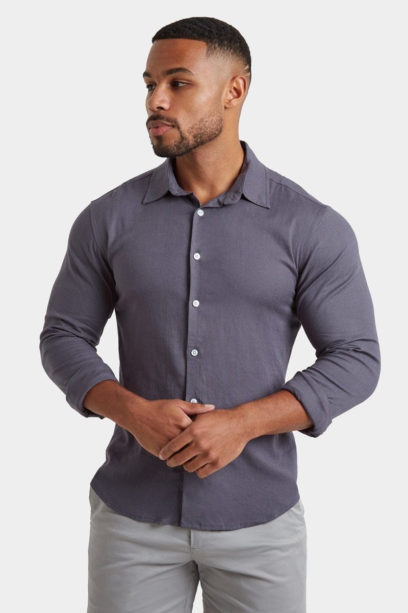 Linen Blend Shirt in Denim - TAILORED ATHLETE - ROW