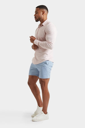 Muscle Fit Chino Shorts - Shorter Length in Soft Blue - TAILORED ATHLETE - ROW