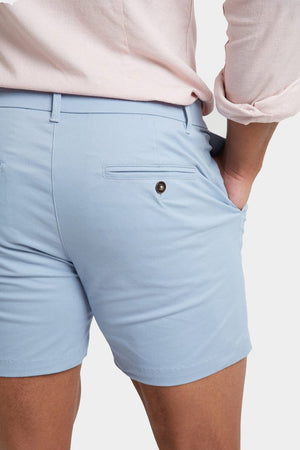 Muscle Fit Chino Shorts - Shorter Length in Soft Blue - TAILORED ATHLETE - ROW