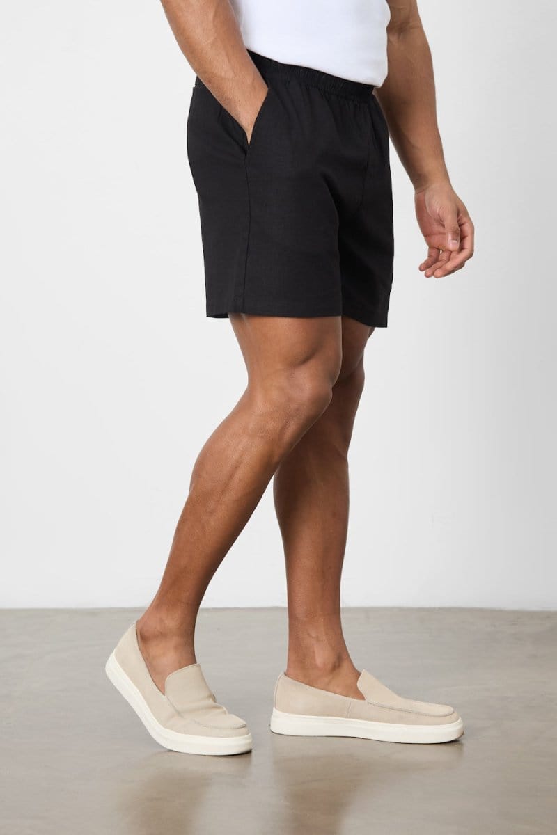 Linen Blend Shorts in Black - TAILORED ATHLETE - ROW