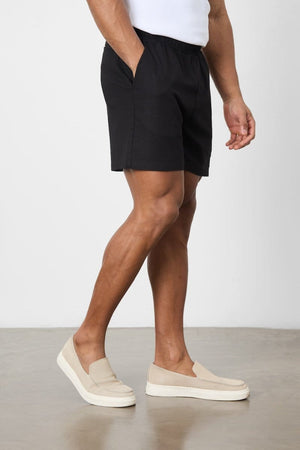 Linen Blend Shorts in Black - TAILORED ATHLETE - ROW