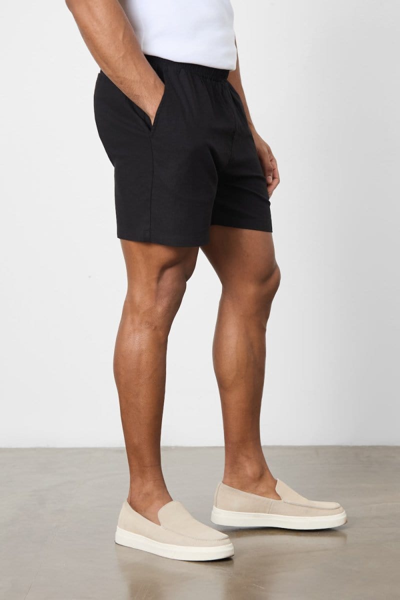 Linen Blend Shorts in Black - TAILORED ATHLETE - ROW