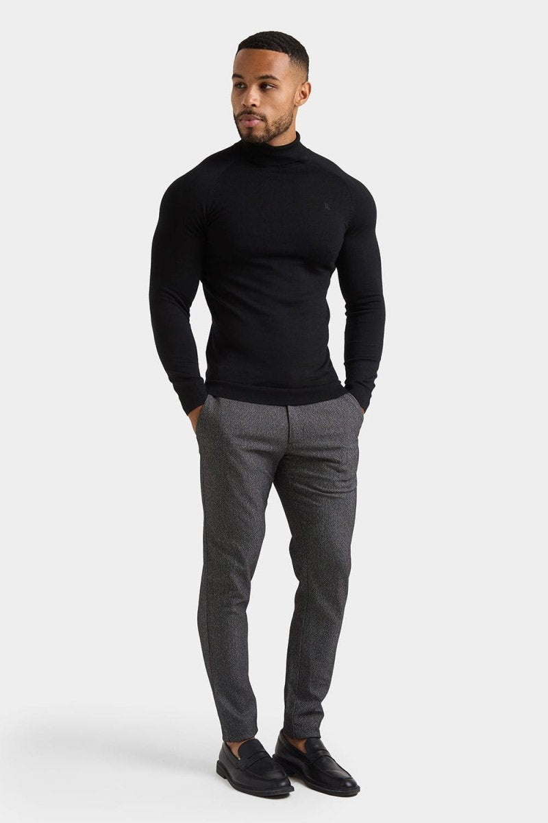 Merino Wool Roll Neck in Black - TAILORED ATHLETE - ROW