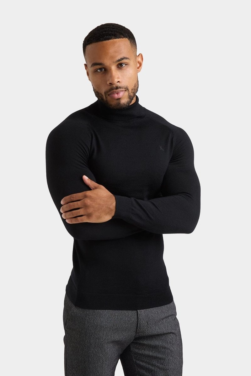 Merino Wool Roll Neck in Black - TAILORED ATHLETE - ROW
