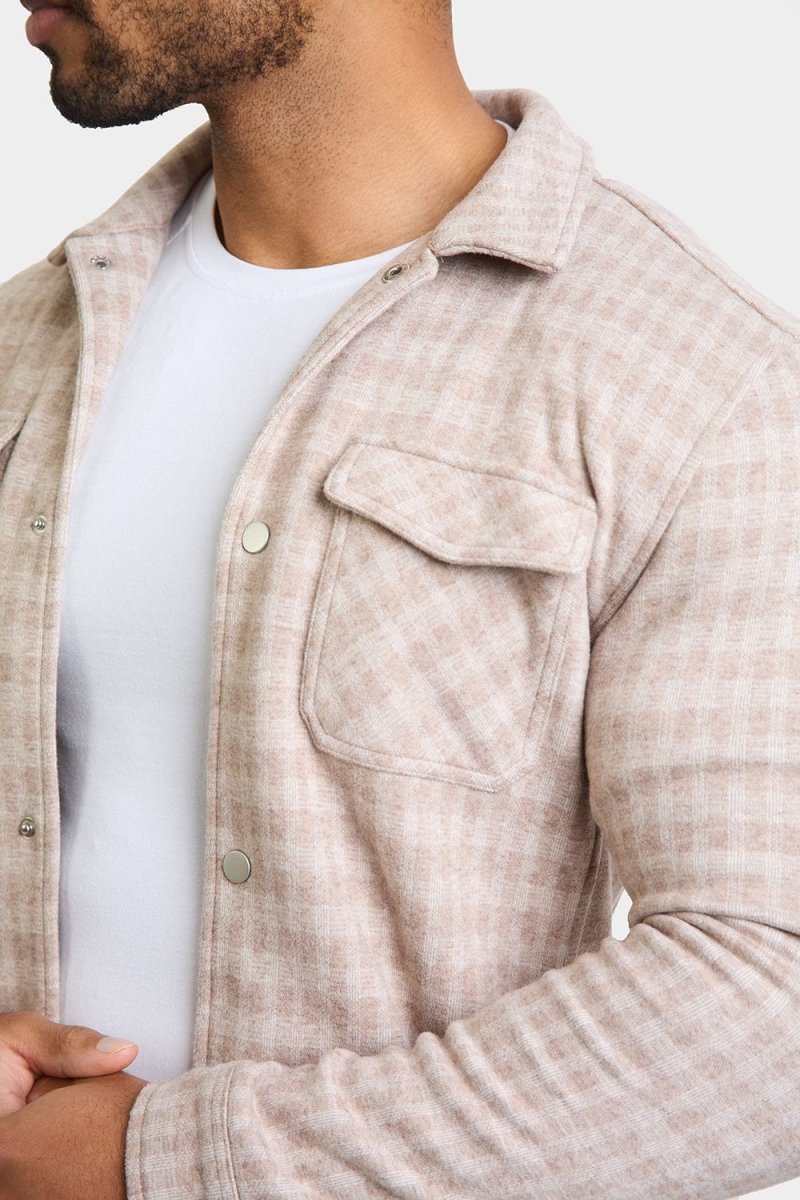 Mini Check Shacket in Stone - TAILORED ATHLETE - ROW