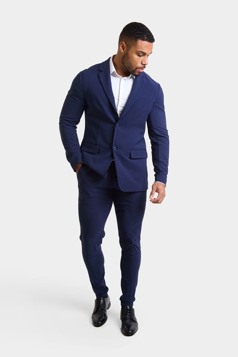 True Muscle Fit Tech Suit Trousers in Navy - TAILORED ATHLETE - ROW