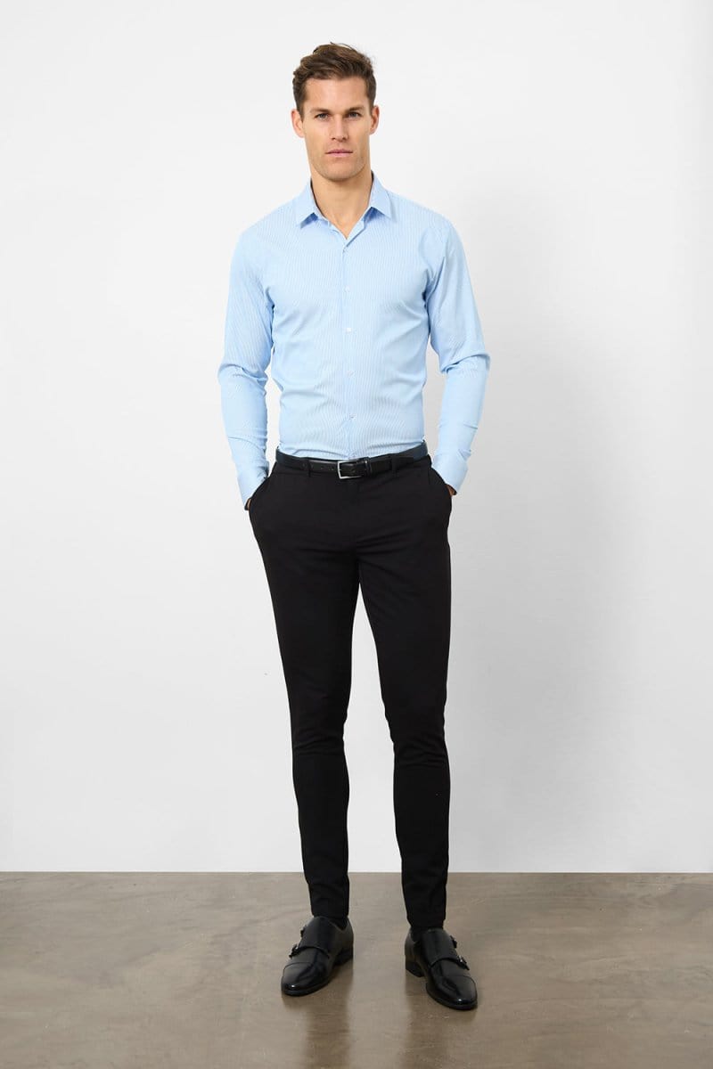 Performance Business Shirt in Blue/White Bengal Stripe - TAILORED ATHLETE - ROW