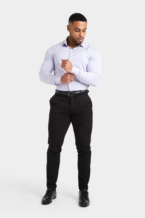 Performance Business Shirt in Lilac Fine Stripe - TAILORED ATHLETE - ROW