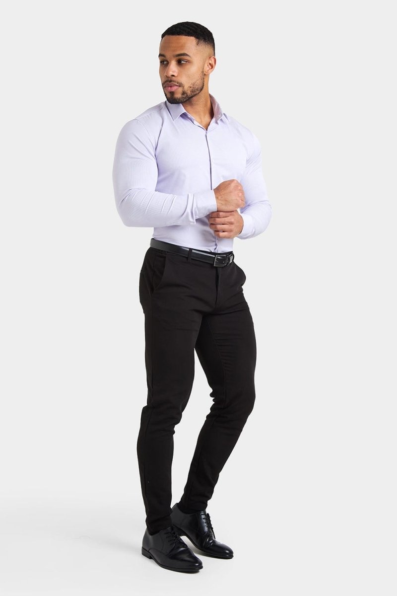 Performance Business Shirt in Lilac Fine Stripe - TAILORED ATHLETE - ROW