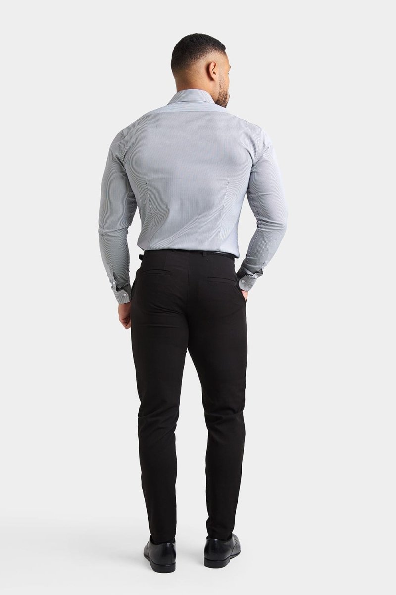 Performance Business Shirt in Navy Fine Stripe - TAILORED ATHLETE - ROW