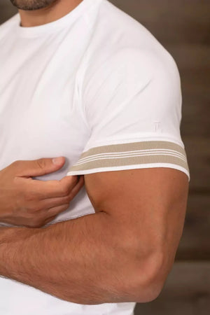 Tipped Fashion Fit T-Shirt in White/Stone