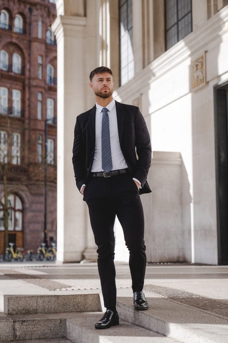 True Muscle Fit Suit Trousers in Black - TAILORED ATHLETE - ROW