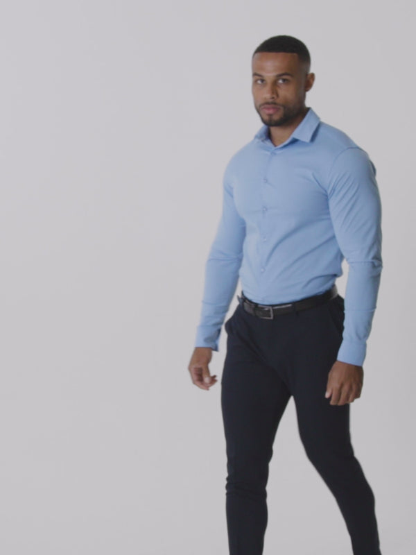 Muscle Fit Dress Shirt in Light Blue