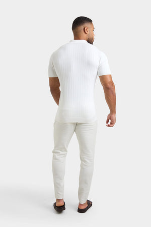 Ribbed Knitted Shirt in Ecru - TAILORED ATHLETE - ROW