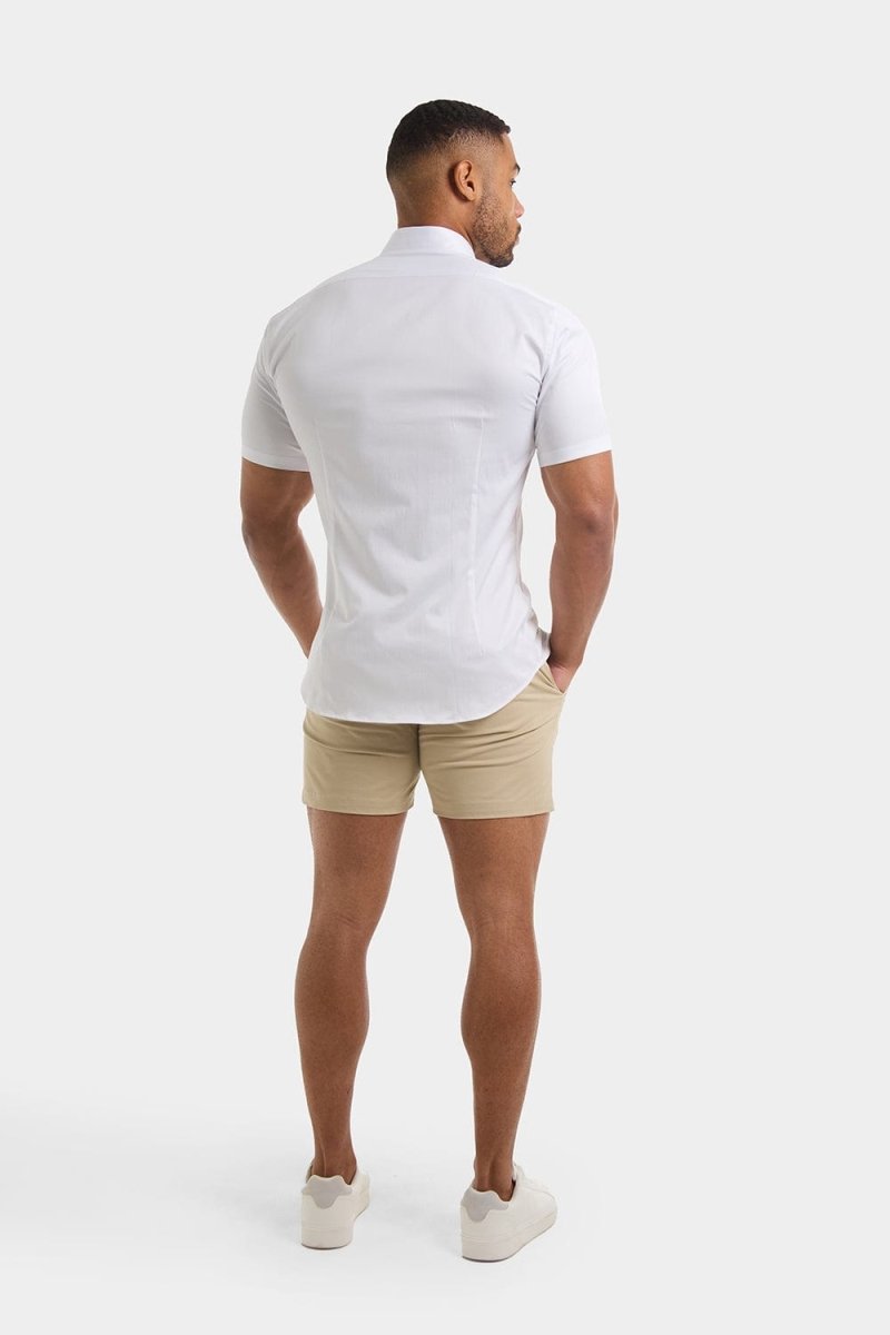 Muscle Fit Short Sleeve Signature Shirt in White - TAILORED ATHLETE - ROW