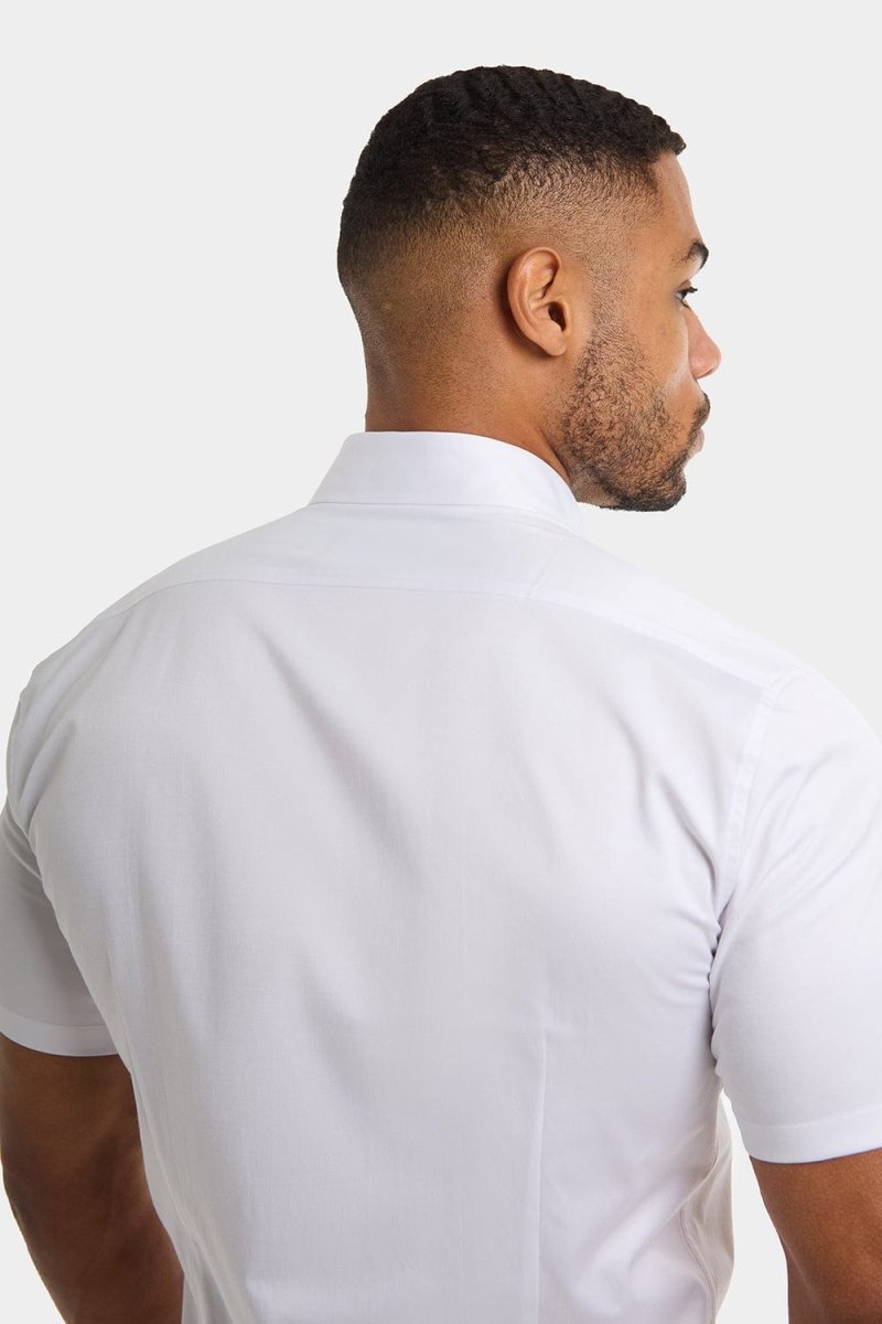 Muscle Fit Short Sleeve Signature Shirt in White - TAILORED ATHLETE - ROW