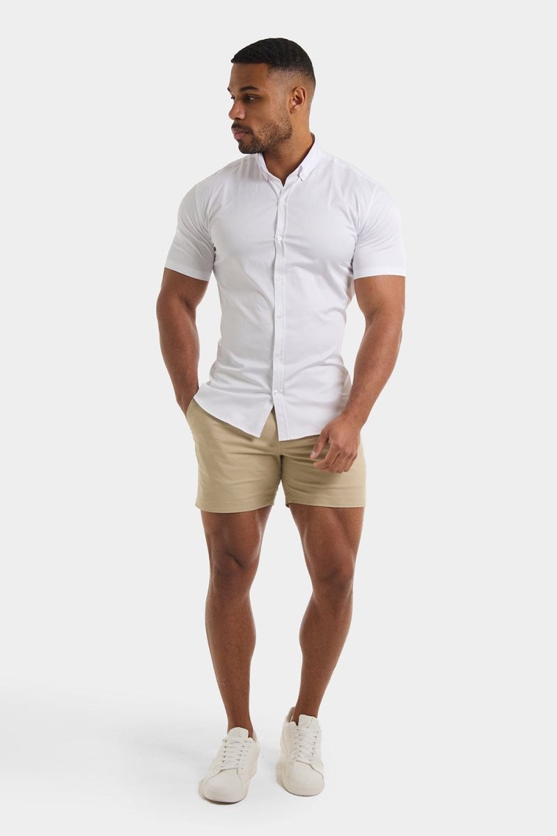 Muscle Fit Short Sleeve Signature Shirt in White - TAILORED ATHLETE - ROW