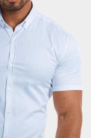 Muscle Fit Short Sleeve Signature Shirt in Blue - TAILORED ATHLETE - ROW