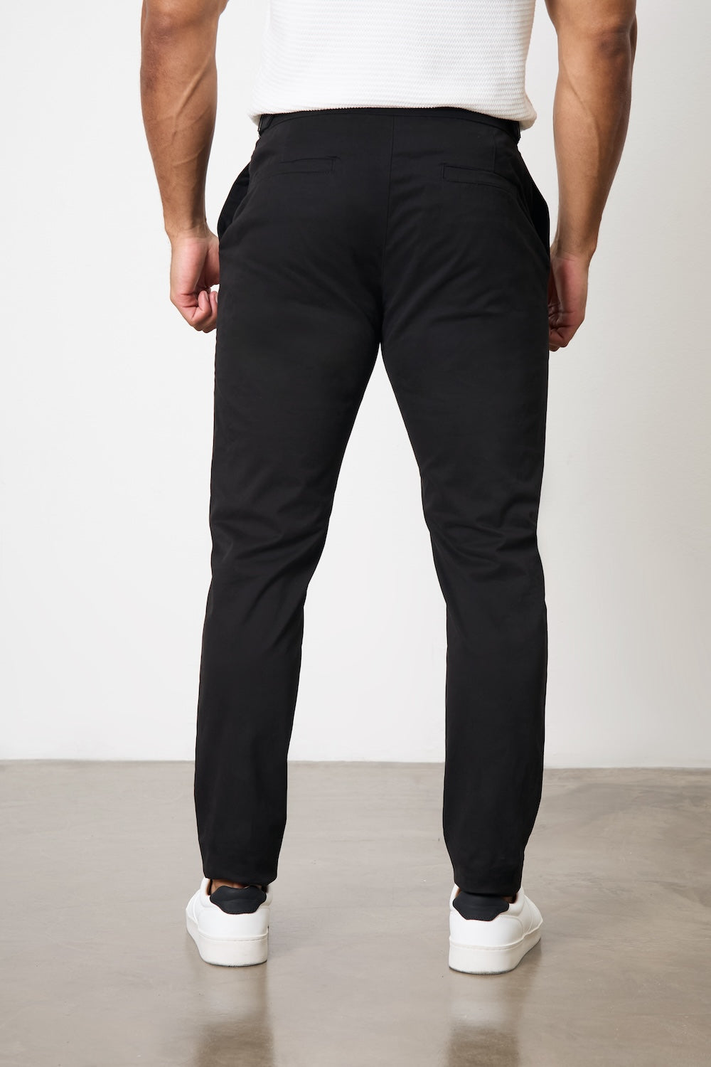Smart Chino Side Adjuster Trousers in Black