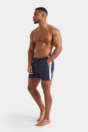 Side Stripe Swim Short in Navy - TAILORED ATHLETE - ROW