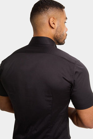 Muscle Fit Short Sleeve Signature Shirt in Black - TAILORED ATHLETE - ROW