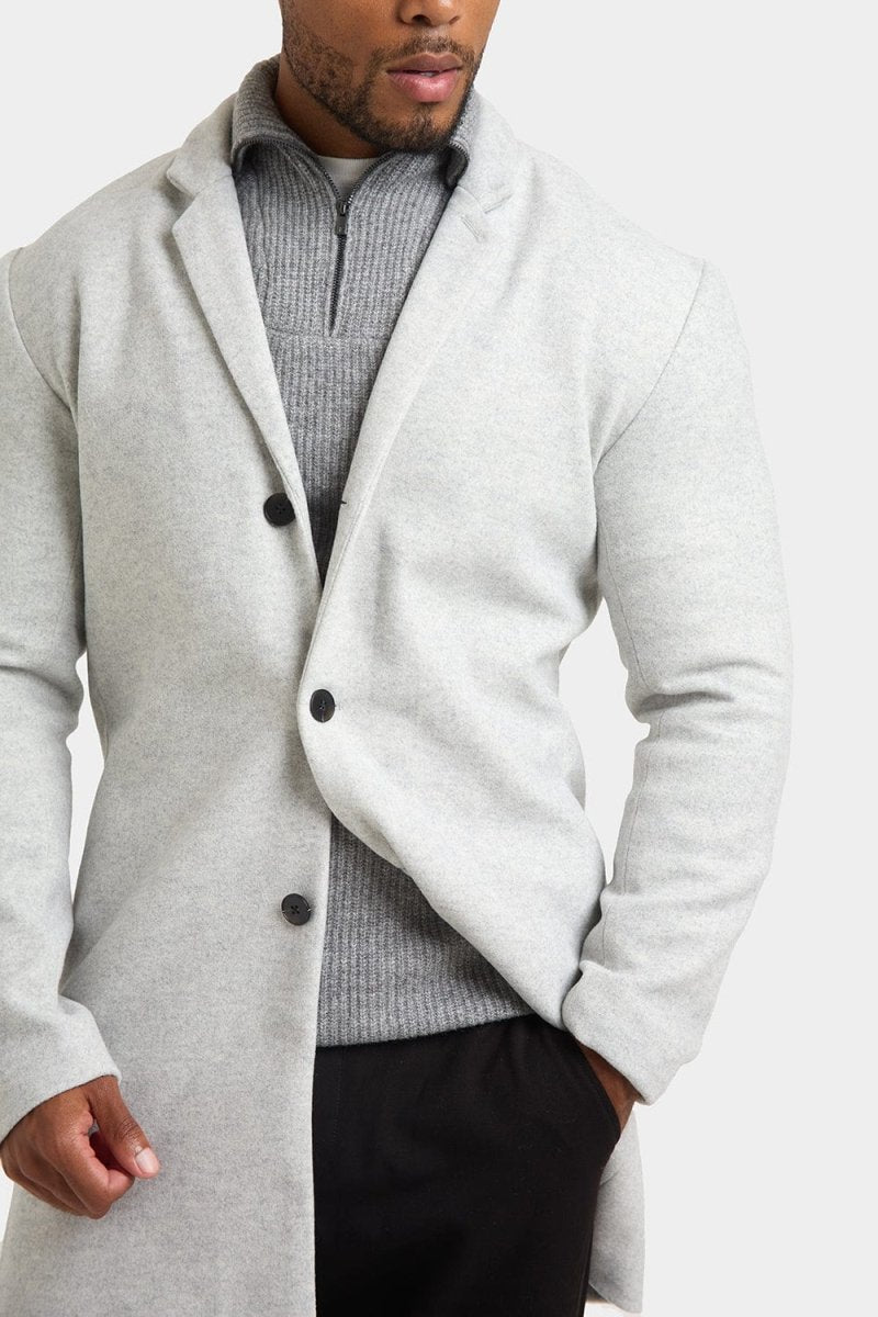 Single Breasted Overcoat in Pale Grey - TAILORED ATHLETE - ROW