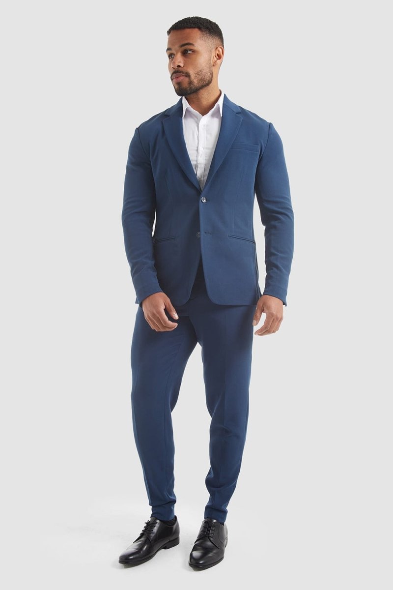 True Muscle Fit Tech Suit Trousers in Navy - TAILORED ATHLETE - ROW